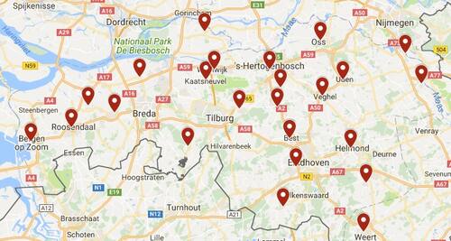 kaart Romeinen in Noord-Brabant locaties